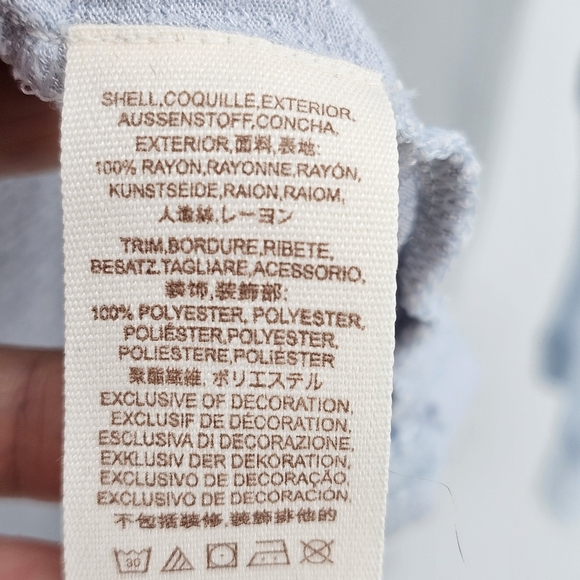 Free People Saheli Embroidered-Mesh Top Glacier Blue Womens Large New - Picture 9 of 10